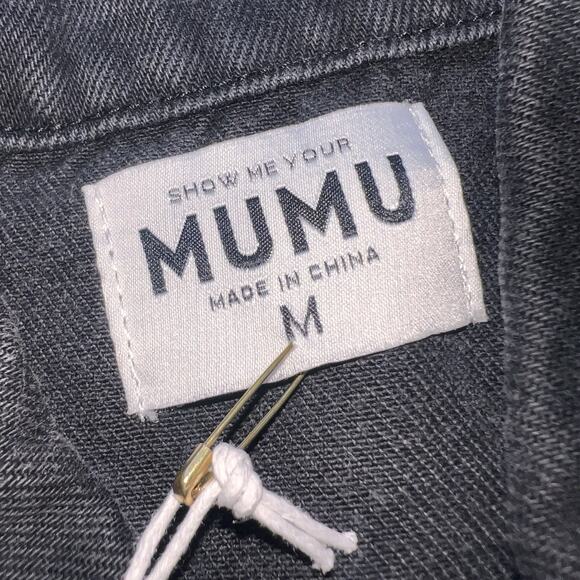 Show Me Your Mumu Romper Size M Washed Black Cannon Button Distressed Short NWT - Picture 5 of 12